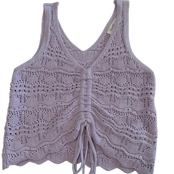 Jessica Simpson Crochet Knit Lavender Tie Top Size Small Boho Coastal western - Picture 1 of 7